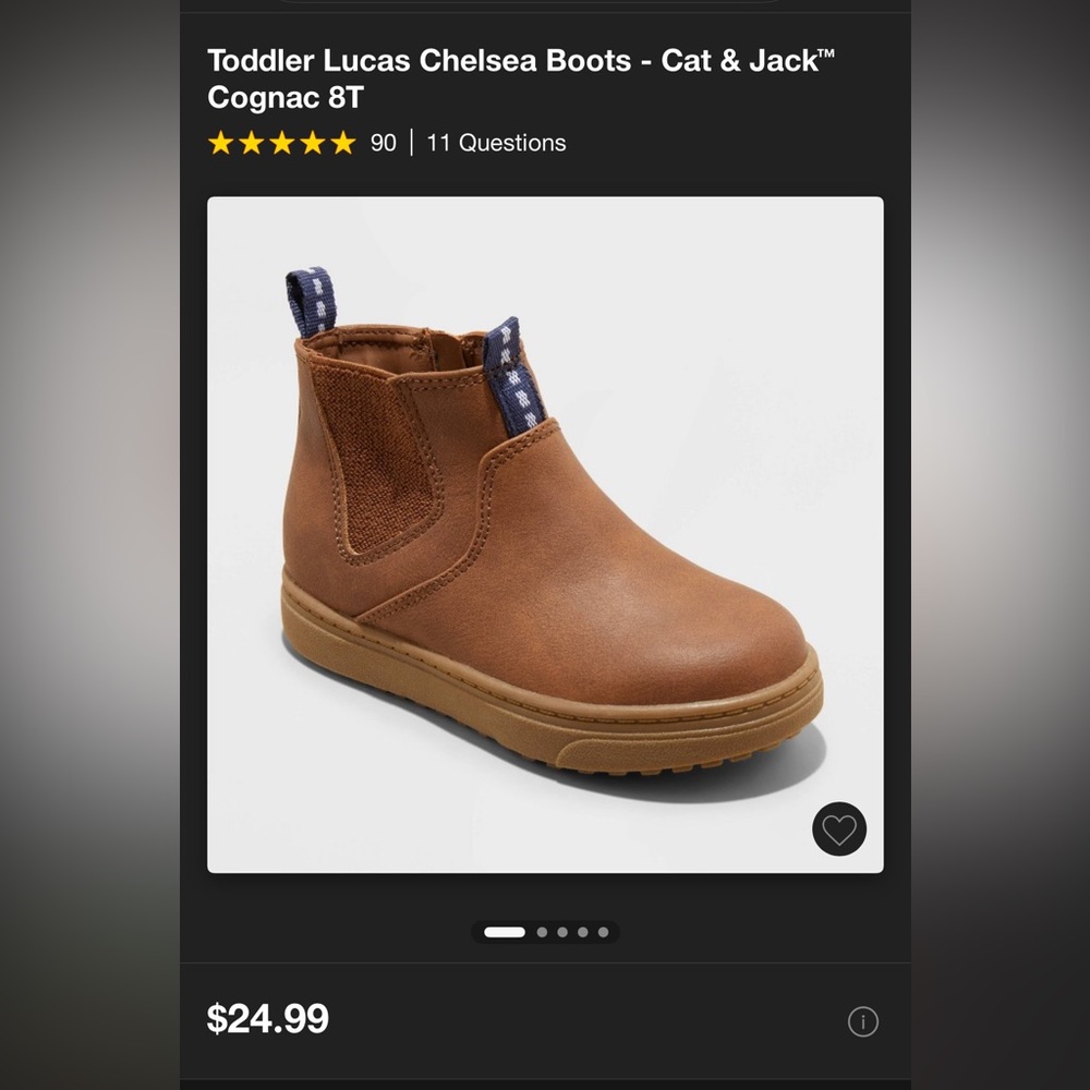 Toddler boots, Lucas Chelsea boots, cat & jack, cognac 8T